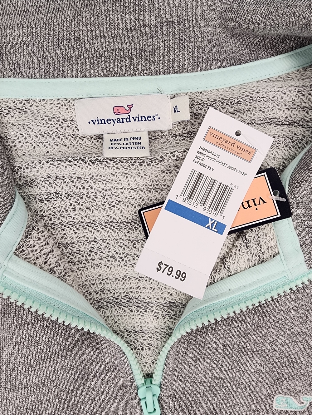 NWT Vineyard Vines Pouch Pocket Jersey 1/4 Zip, Womens XL - Picture 5 of 5